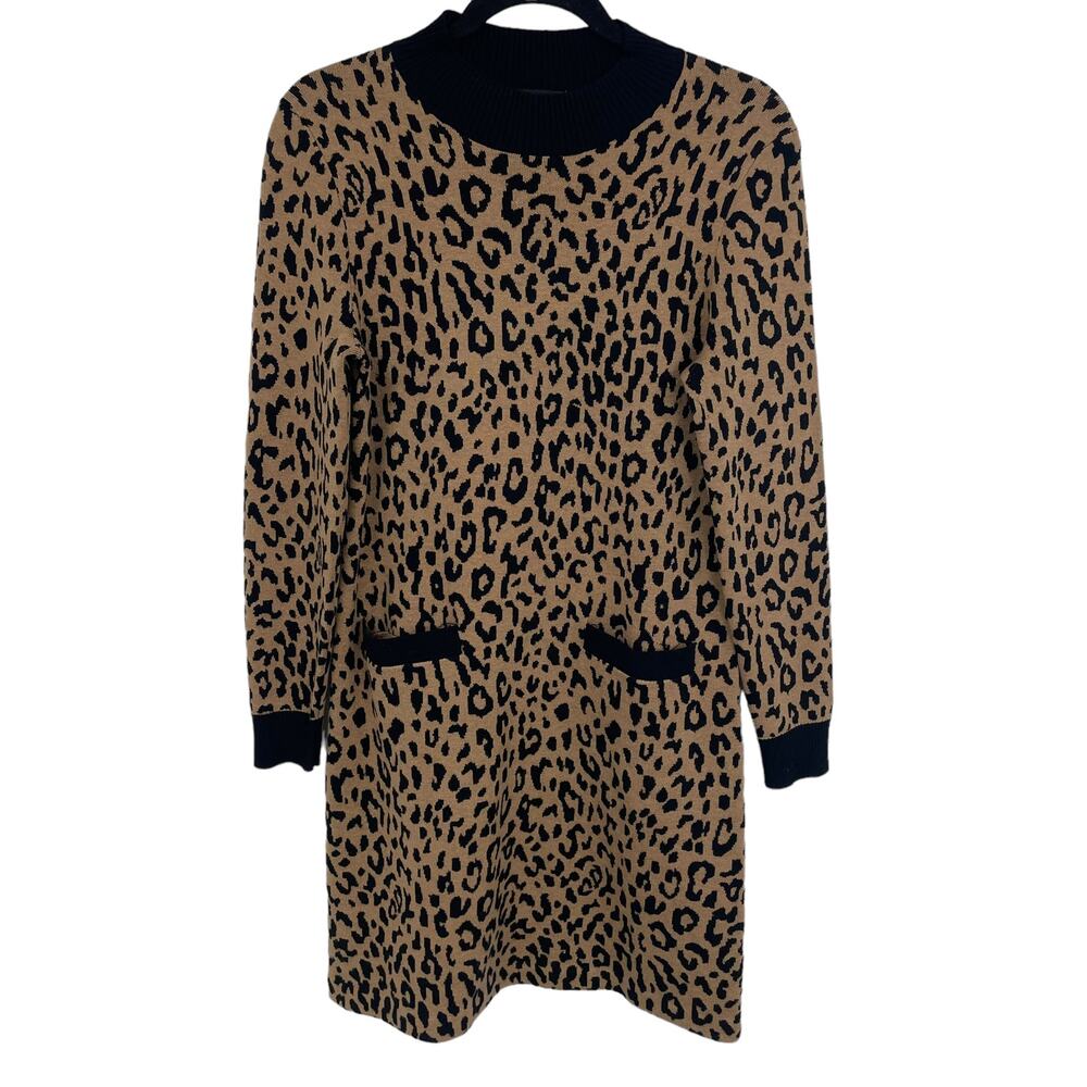 J. Crew Animal Print Knit Sweater Dress Small